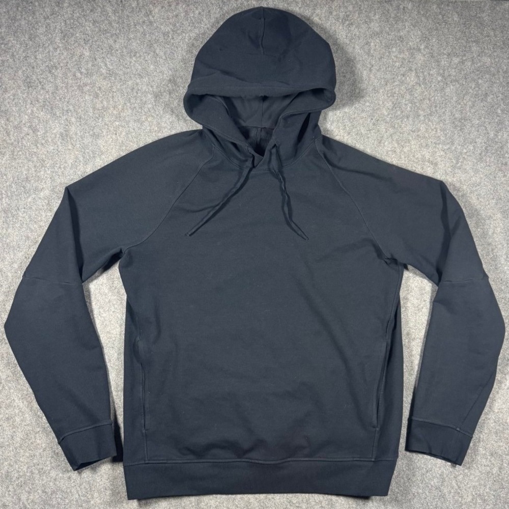 Lululemon Mens City Sweat Pullover Hoodie Black Raglan French Terry Large Gym